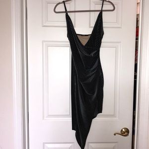 Asymmetrical velvet ribbed dress